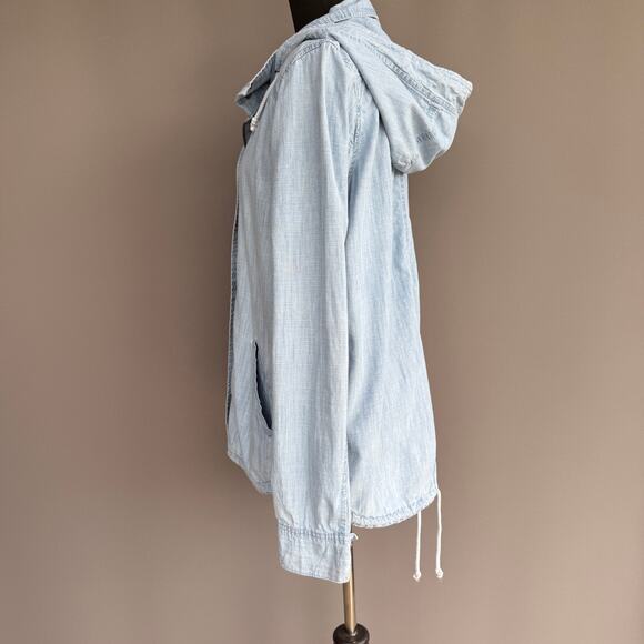 Womens Jack chambray jacket - blue - hooded - zip up - denim - cotton - size M - Picture 2 of 12
